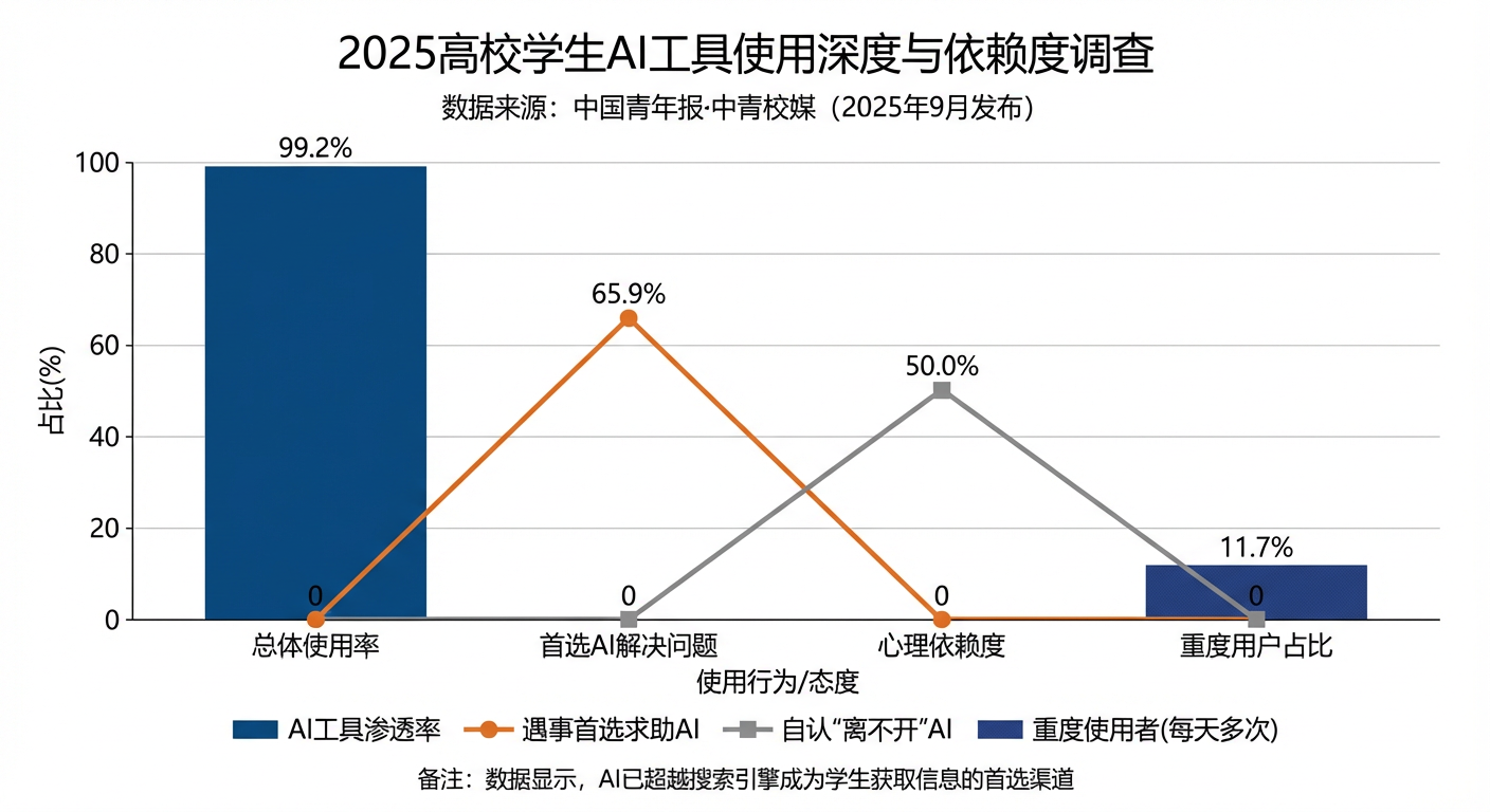 2025高校学生AI工具使用深度与依赖度调查